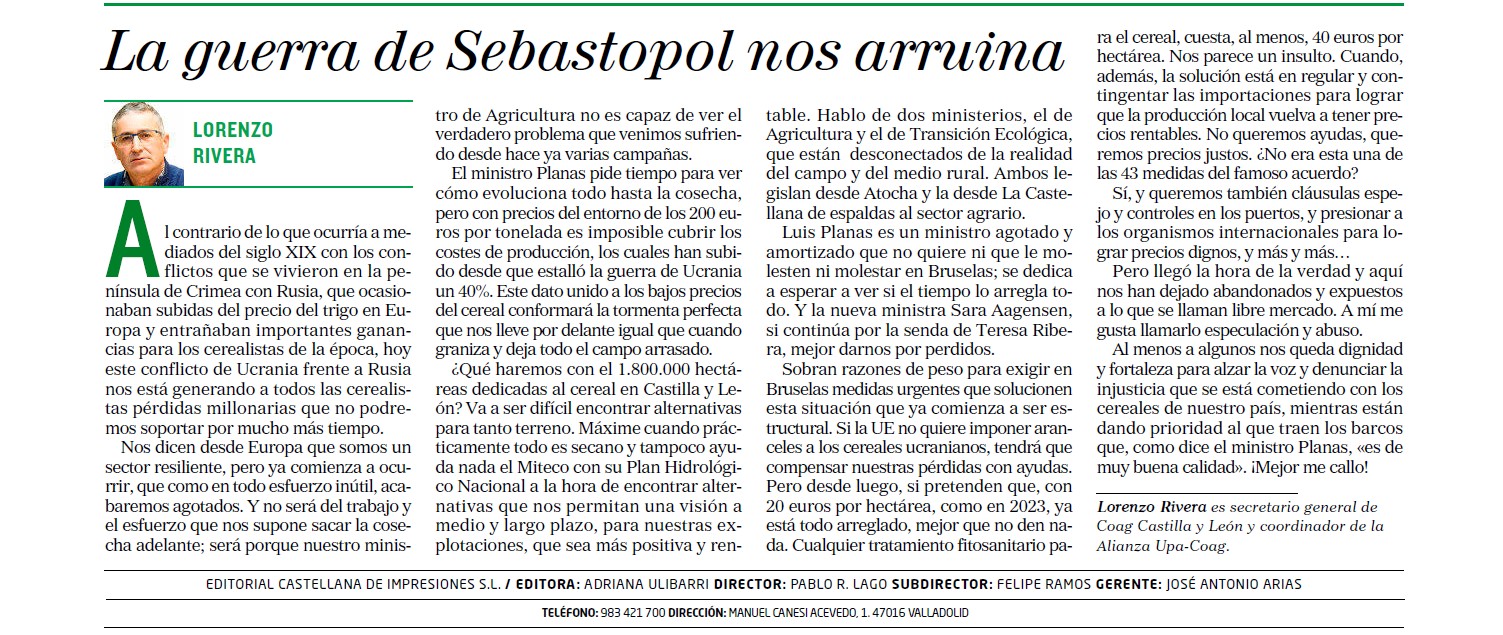 La guerra de Sebastopol nos arruina
