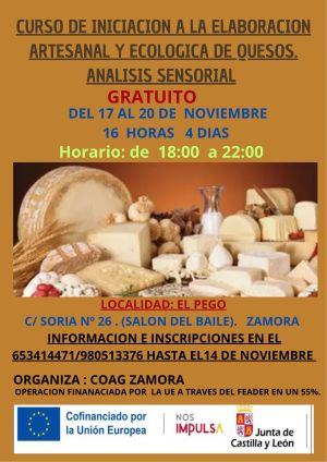 Curso de iniciación a la elaboración artesanal y ecológica de quesos, análisis sensorial (16h)